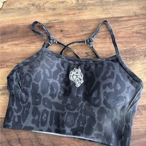 Black Leopard Print Sports Bra longline she Darc sport